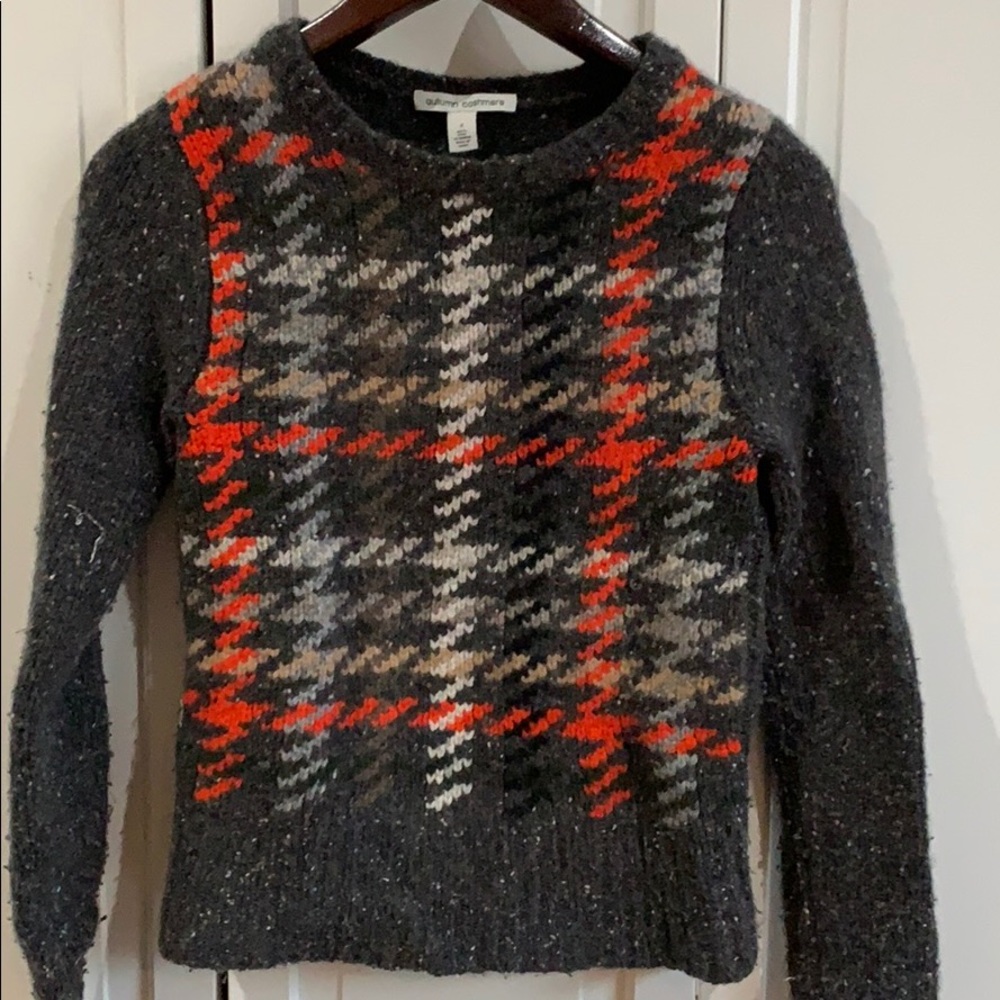 Red and grey cashmere sweater